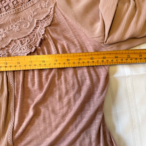 Knox Rose Women's Dusty Pink Lace Detail Boho Blouse - Size XXL - Picture 8 of 9